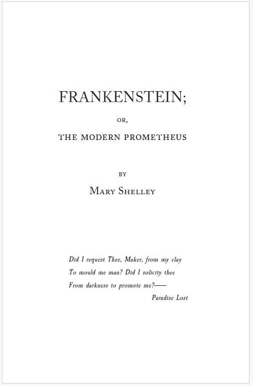 Frankenstein - Typeset - Digital Download