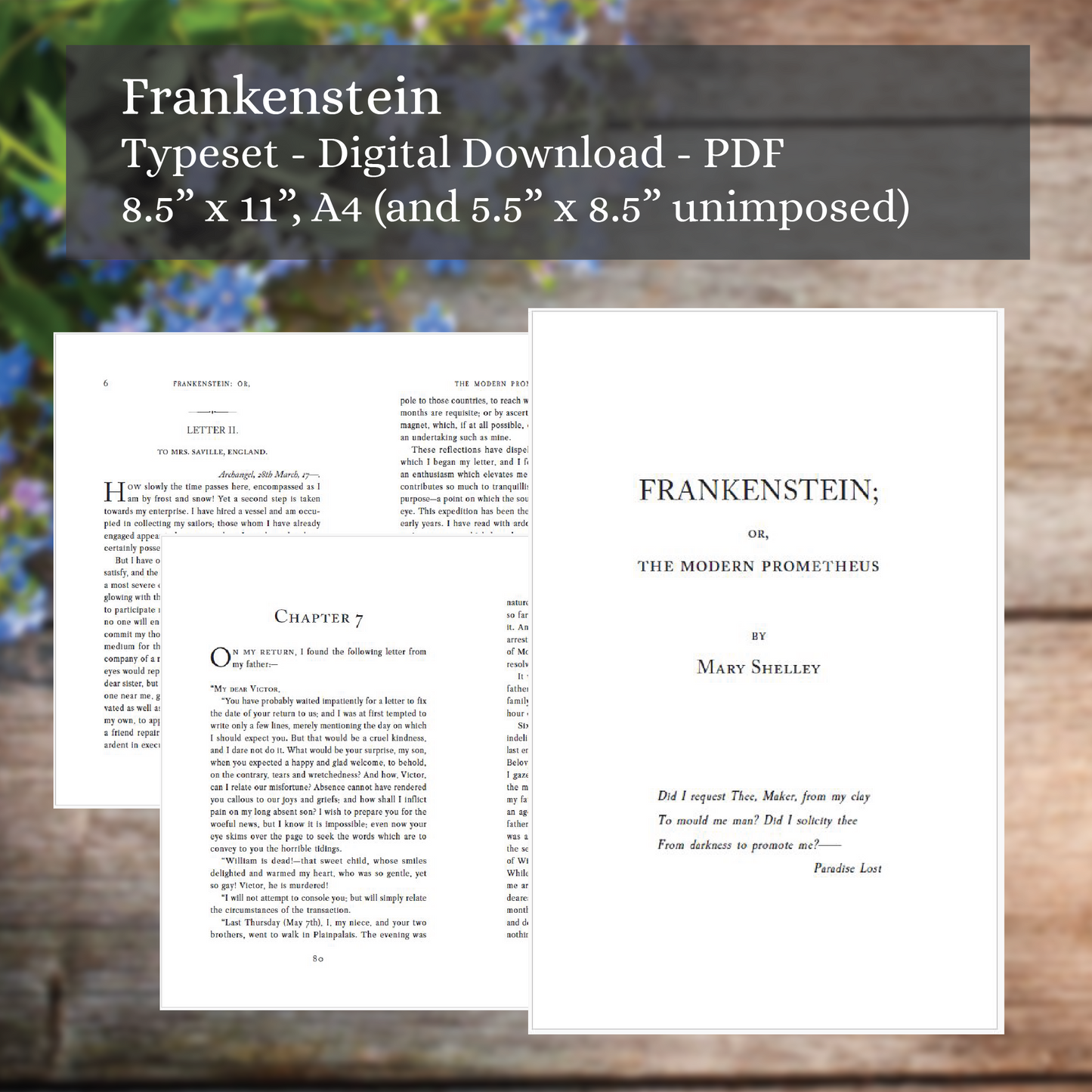 Frankenstein - Typeset - Digital Download