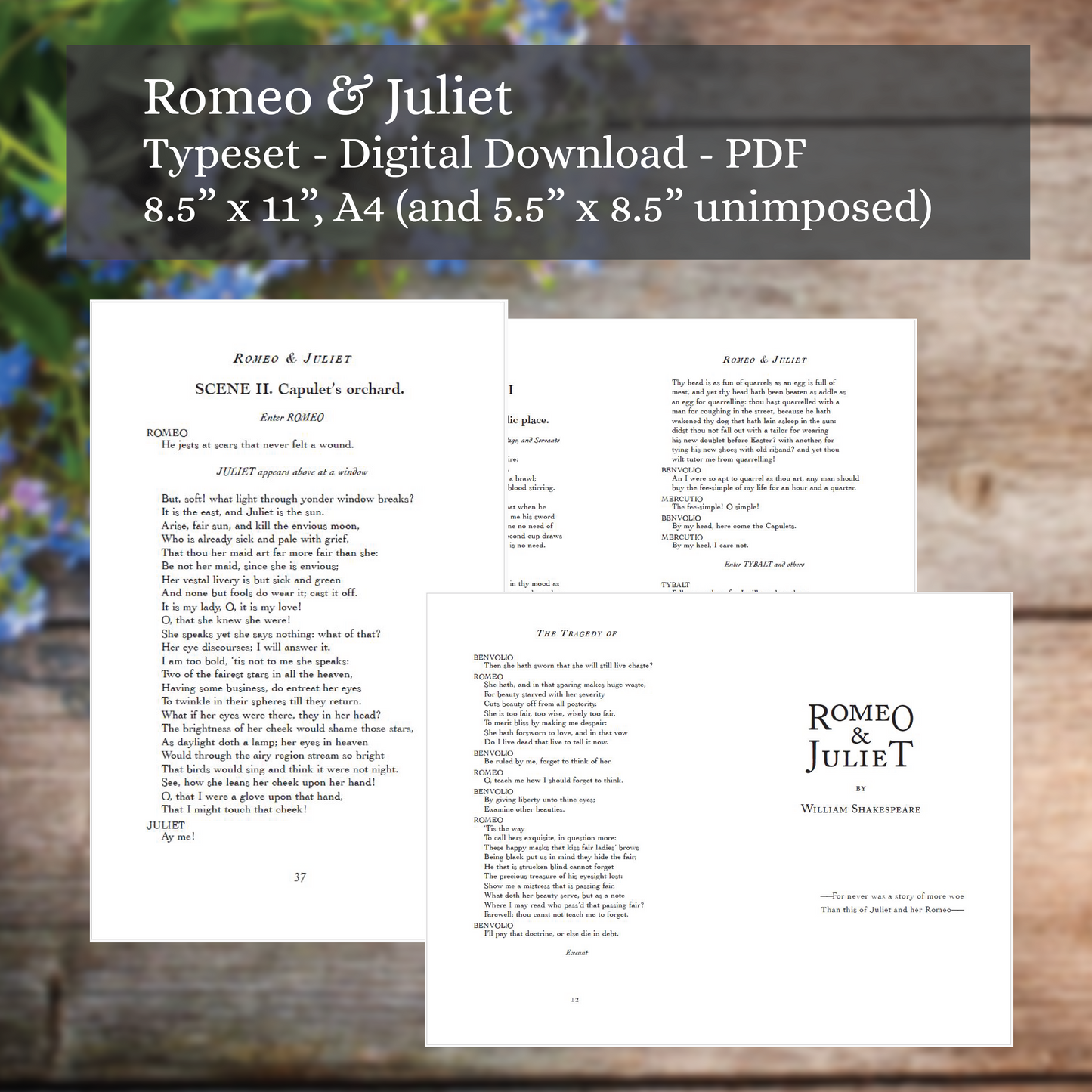 Romeo and Juliet - Typeset - Digital Download