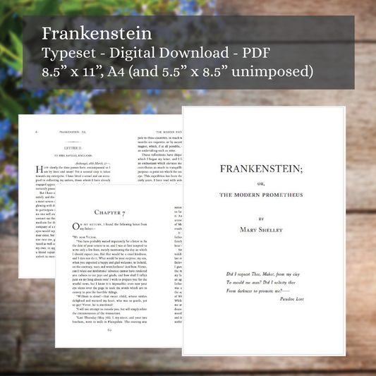 Frankenstein - Typeset - Digital Download