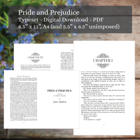 Pride and Prejudice - Typeset - Digital Download