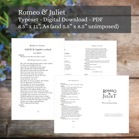 Romeo and Juliet - Typeset - Digital Download